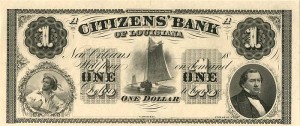 Citizens' Bank of Louisiana - Obsolete Banknote - Paper Money - SOLD